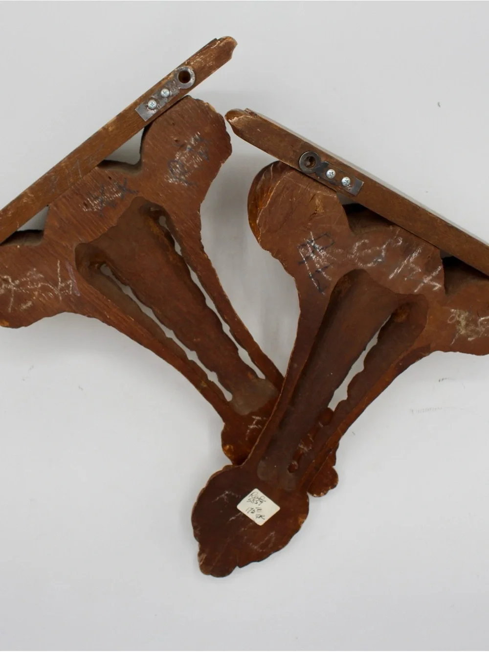 Pair of Vintage Gold Leafed Wall Brackets, Wooden Sconces, Acanthus Leaf